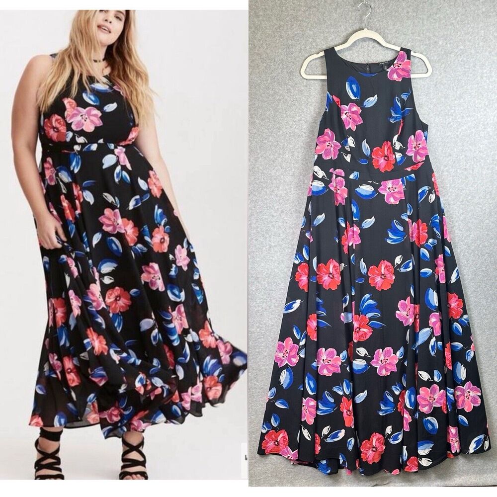 Torrid Black Floral Maxi Dress